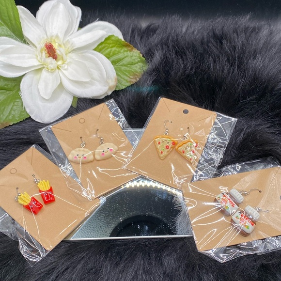 Food EARRINGS Nutella French Fries Pizza Slices Dumplings (choose 1) Nickel-Free - Picture 1 of 6